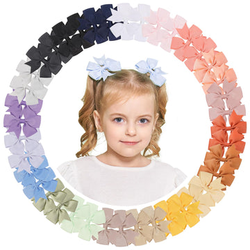 Ylen Yhxx 40Pcs Hair Bows For Girls 3 Inch Toddler Hair Clips Grosgrain Ribbon Pinwheel Hair Bow With Alligator Clip Handmade Ha