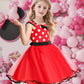 Eledobby Minnie Dress For Girls Princess Mouse Costume Birthday Party Polka Dots Tulle Tutu Dresses With Head Hoop Red 3-4T