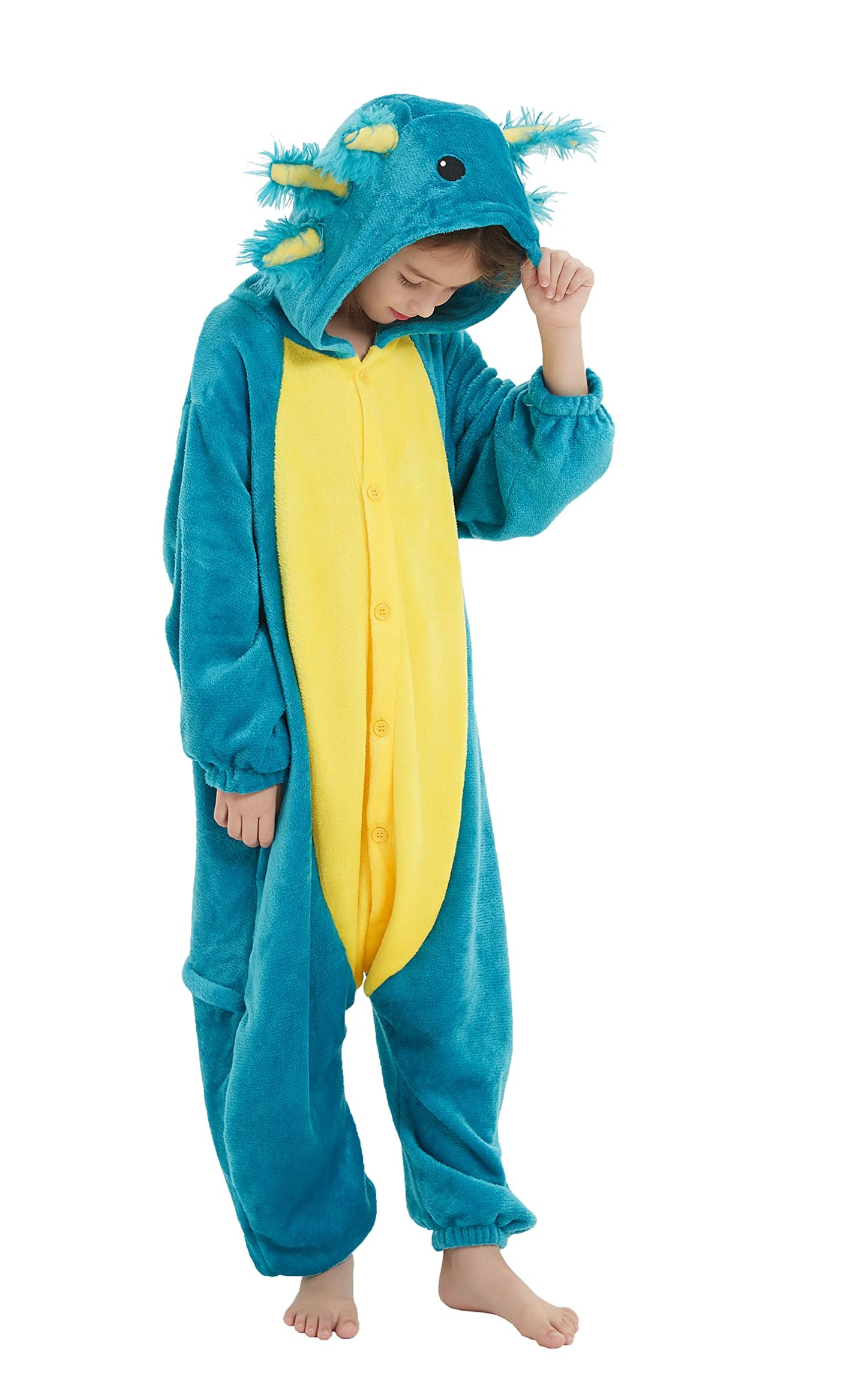 Atoz Onesie For Kids, Animal Pajamas Halloween Cosplay Costume For Girls Boys, Axolotl 4-5T