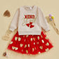 Lagkiyoj Toddler Girl Valentines Day Outfit Letter Heart Long Sleeve Sweatshirt Topstutu Skirt Girls Valentines Day Dress (Apric