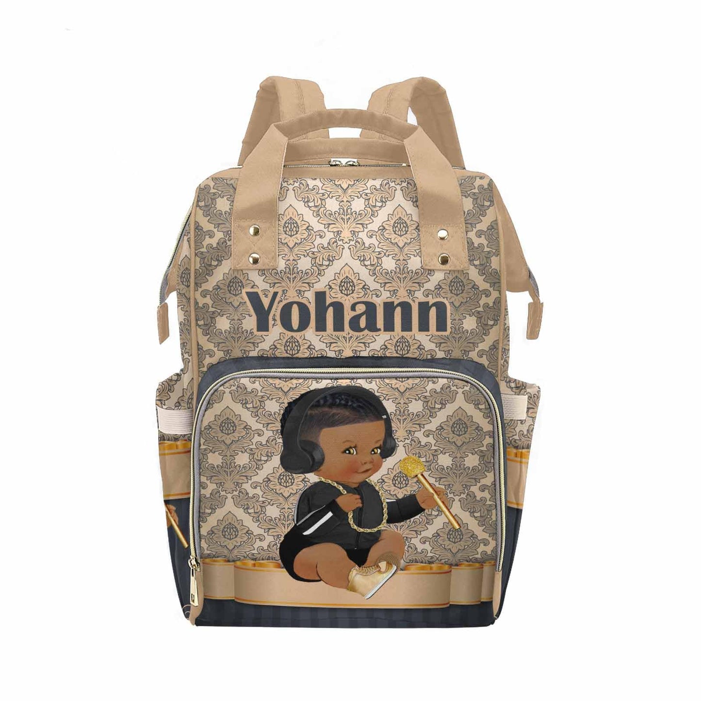 M Yescustom Custom Diaper Backpack With Name, Crown Baby Backpacks For Dad Mom - Insulated Pockets, Portable Nappy Bags - Nurser