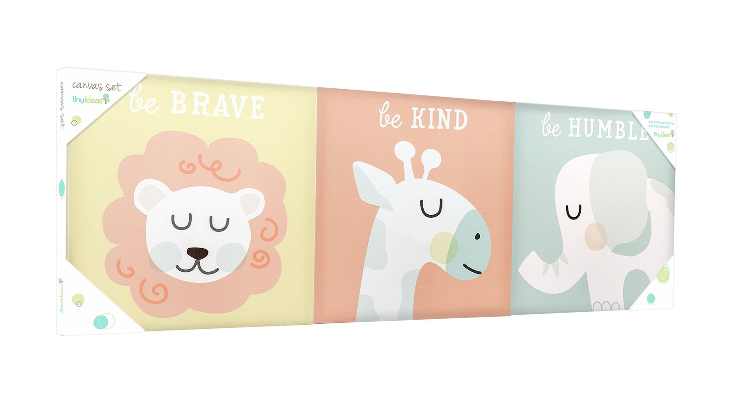 tiny ideas Pastel Animal Canvas Artwork - Postive Affirmations, Gender Neutral Nursery Wall D  cor, Gift For New And Expecting P