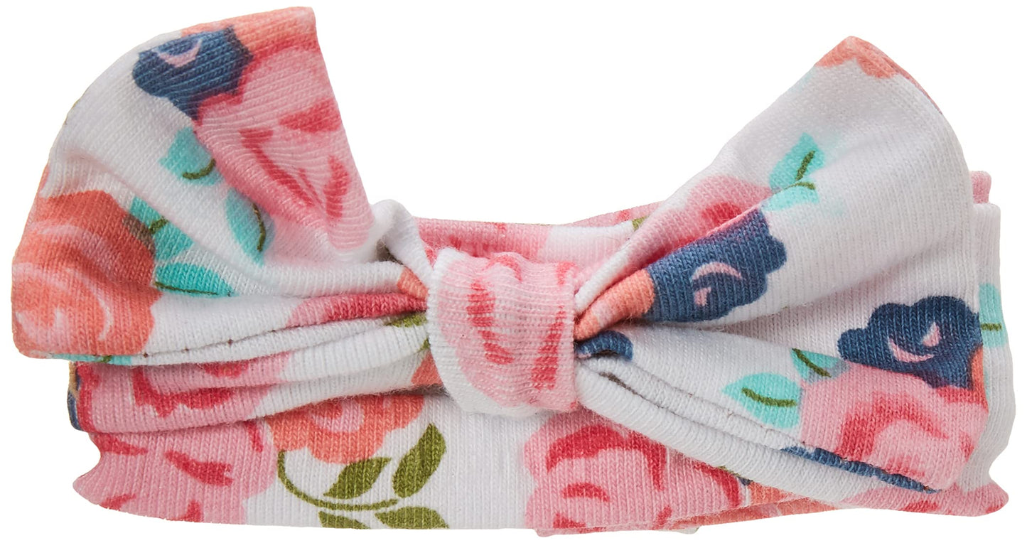 Hudson Baby Infant Girl Headband And Socks Giftset Coral Floral, One Size