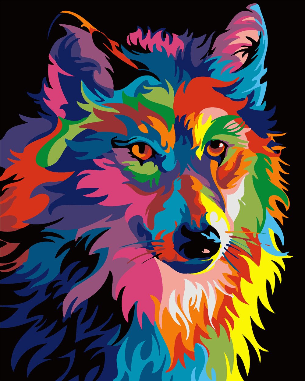 Komking Diy Paint By Numbers For Adults, Paint By Number Kits For Kids Beginner On Canvas Painting, Colorful Wolf 16Wx20L
