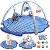 Baby Gym Play Mat For Babies 0-6 Months Infant Tummy Time Mat Activity Gym, Blue Shell Baby Gyms & Playmats Newborn Brain Sensor