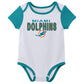 Outerstuff Nfl Newborn Baby And Infant Short Sleeve Bodysuit Variety 3-Pack - Miami Dolphins, 0-3M