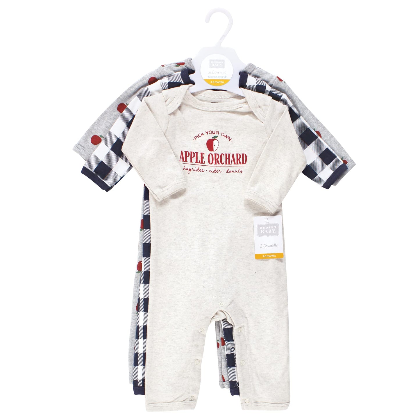 Hudson Baby Unisex Baby Cotton Coveralls, Apple Orchard, 6-9 Months