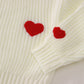 Boutikome Valentines Day Sweater Toddler Baby Girl Boy Heart Shirts Embroidery Knit Tops Spring Clothes Warm Winter Pullover(Whi