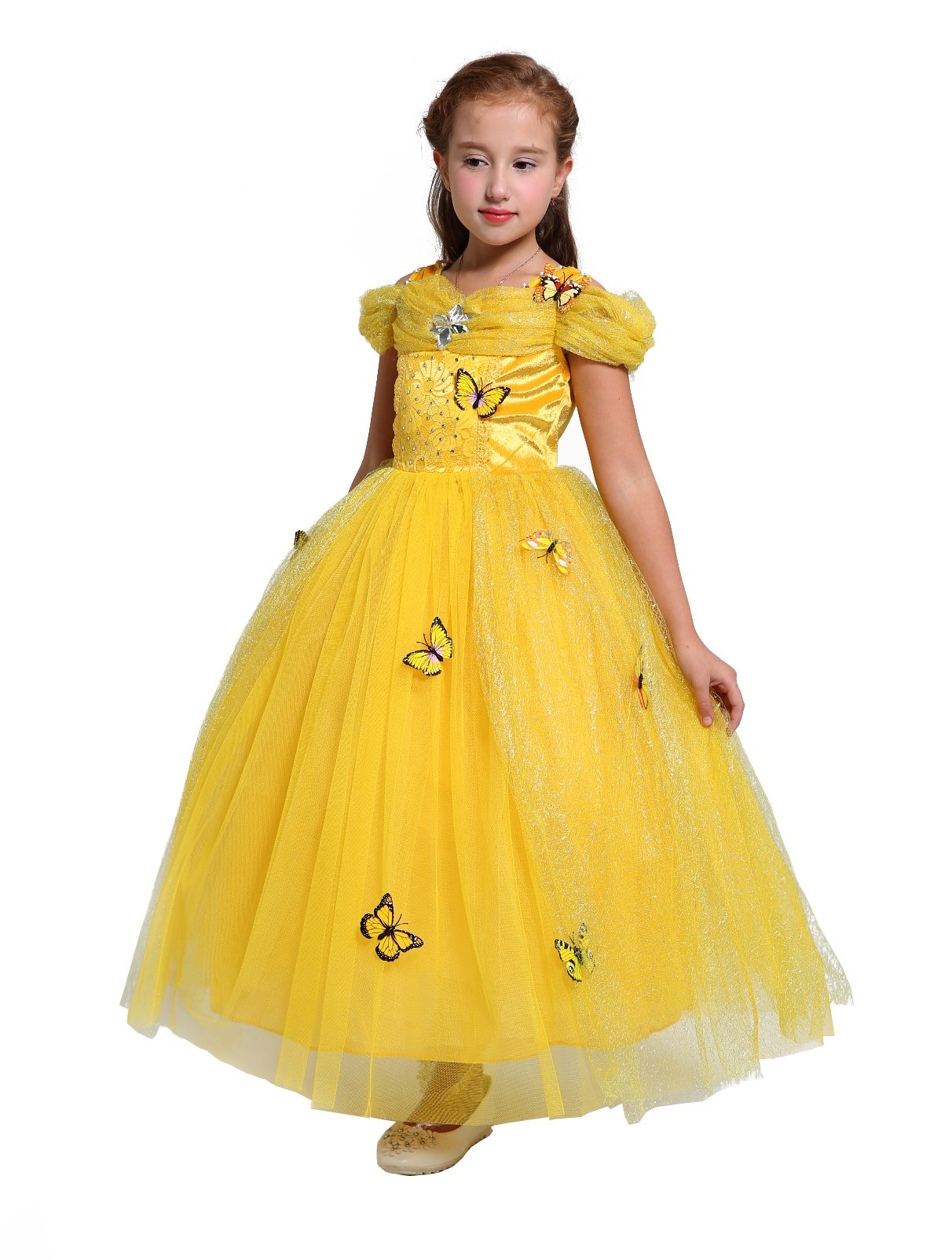 Dressy Daisy Girls Princess Fancy Dress Up Costume Christmas Halloween Outfit Butterfly Size 8-10 Yellow