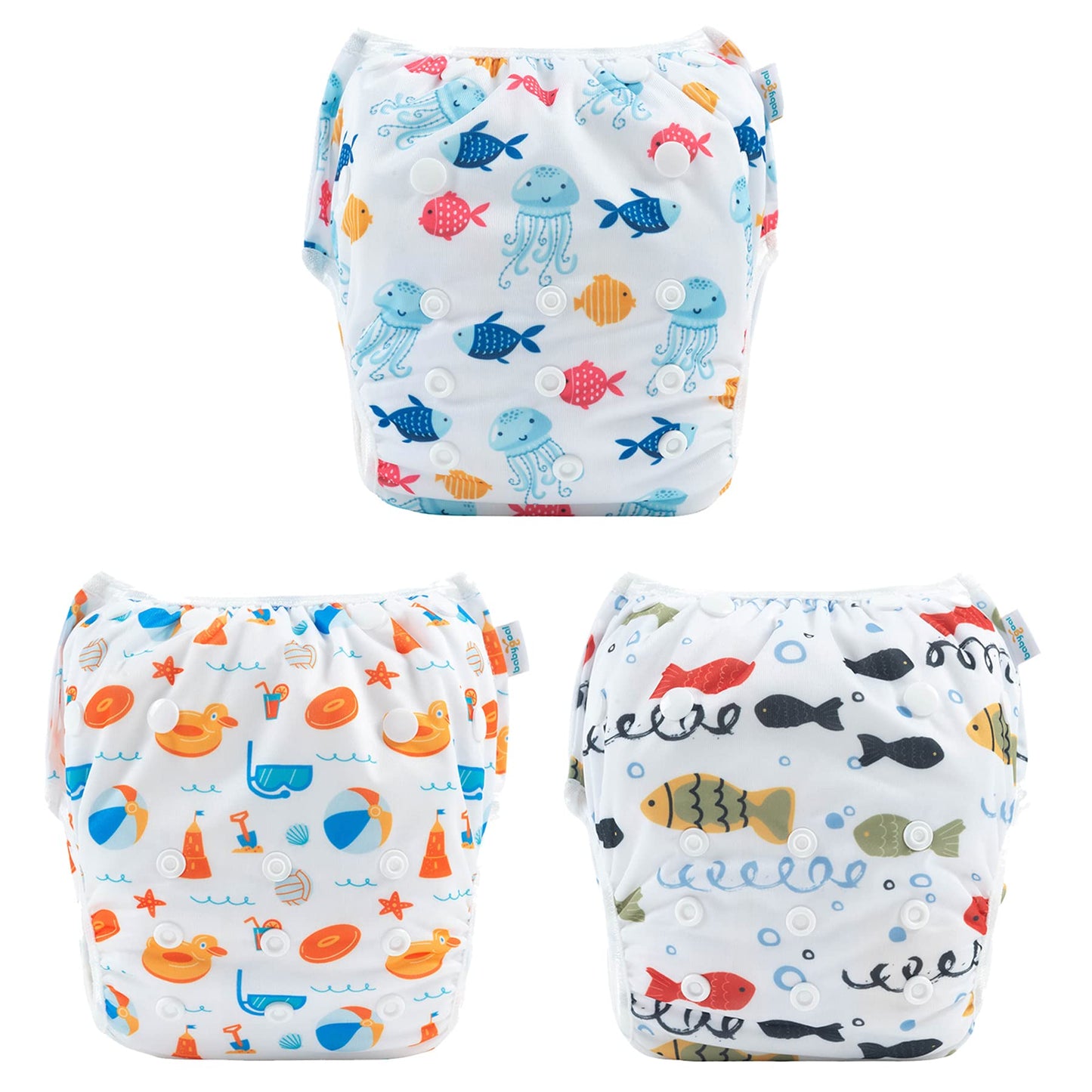 Babygoal Swim Diapers 3 Pack For 8M-3T Babies And Toddlers, Reusable Adjustable Washable For Baby Girl And Boy Swimming Lessons-