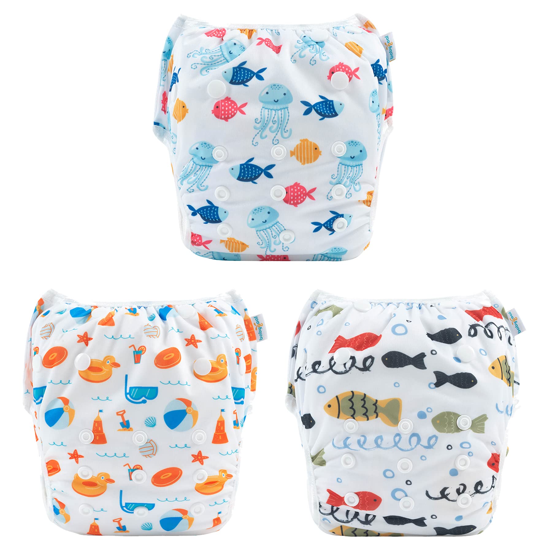 Babygoal Swim Diapers 3 Pack For 8M-3T Babies And Toddlers, Reusable Adjustable Washable For Baby Girl And Boy Swimming Lessons-