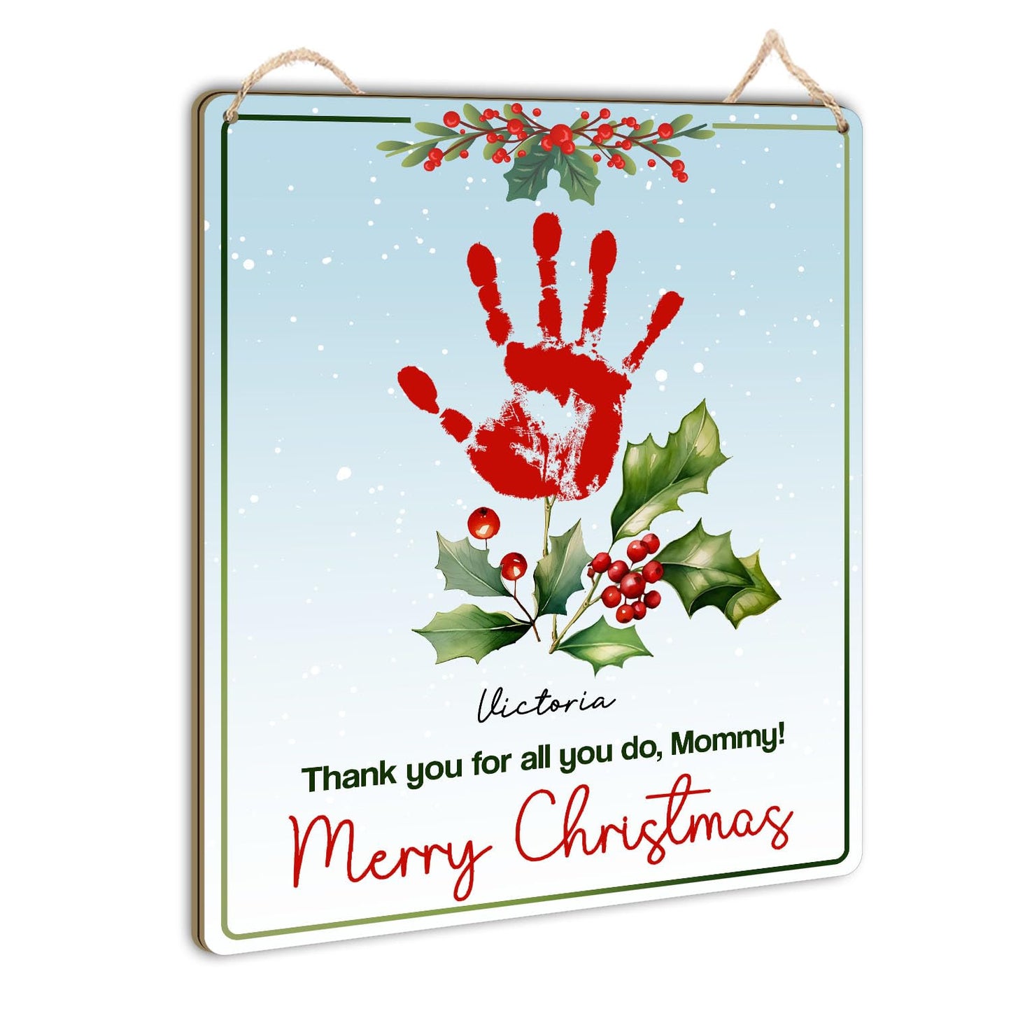 Mommy Christmas Handprint Art Gift from kids, DIY Christmas Gift for Mom, Kids Holiday Craft Hanging, Birthday Gift from Kids Ba