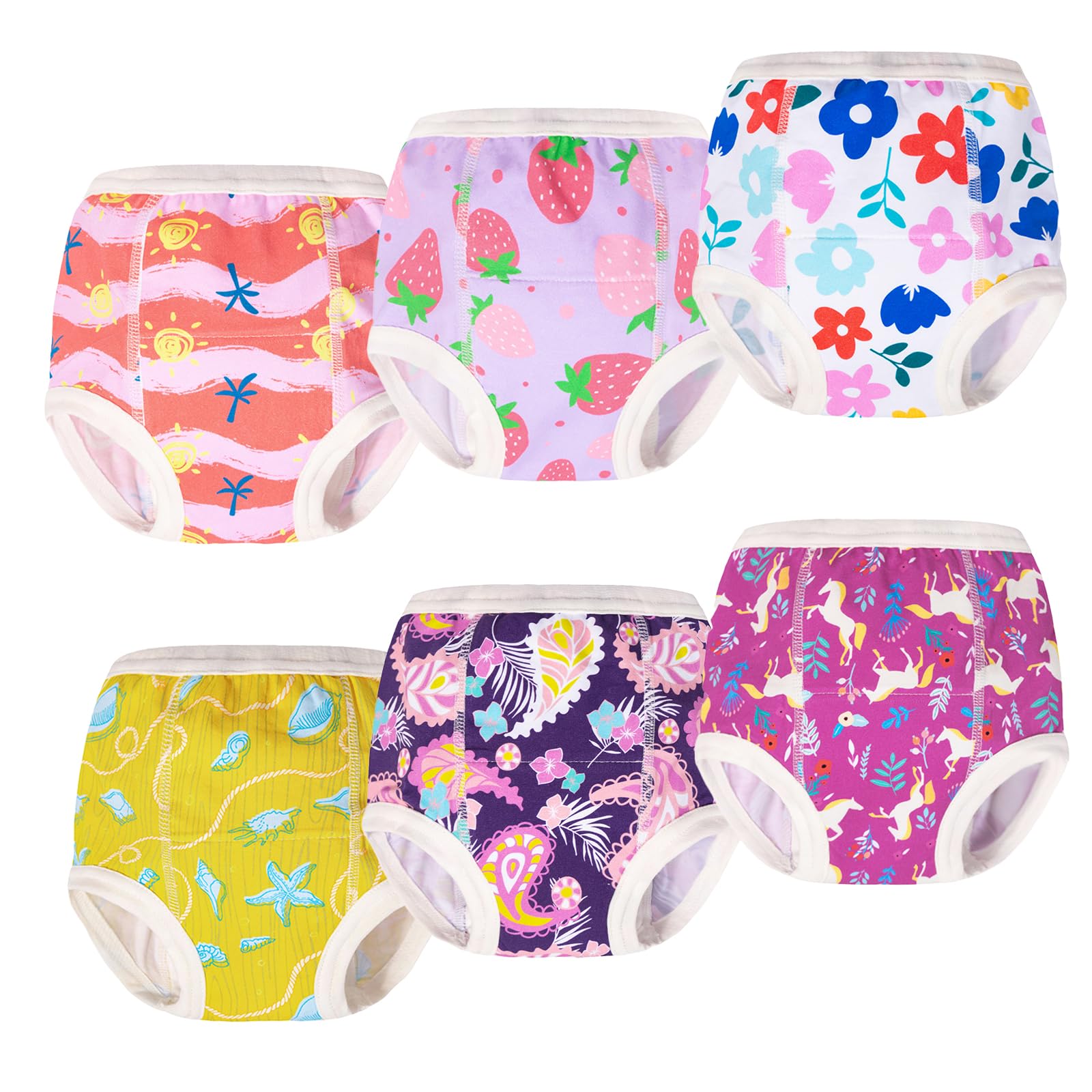 Alvababy Toddler Potty Training Panties Cotton Absorbent Toilet Training Pants Boys And Girls 2T-3T 6 Pack 6Xc07A-3Tj