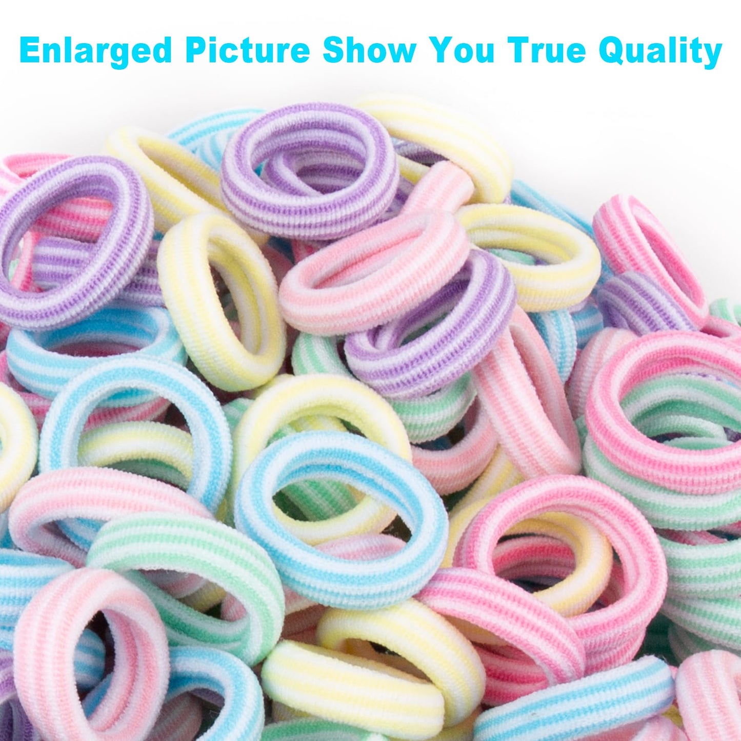 Qarwayoc 300Pcs Seamless Hair Ties For Girls, Cotton Mini Hair Ties Bands Kids, Soft Small Baby Ponytail Holders, Toddler Elasti