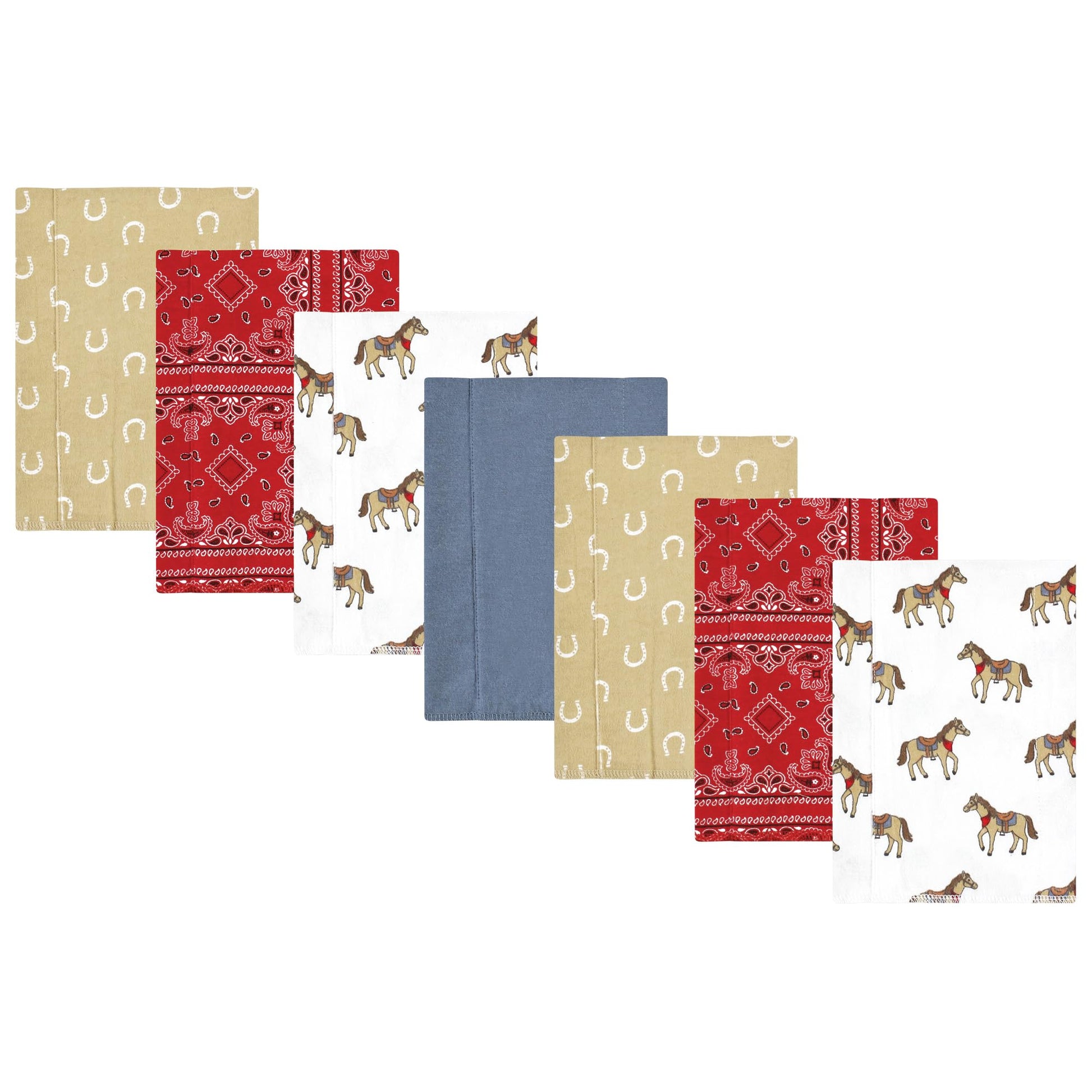 Hudson Baby Unisex Baby Cotton Flannel Burp Cloths, Cowboy 7-Pack, One Size