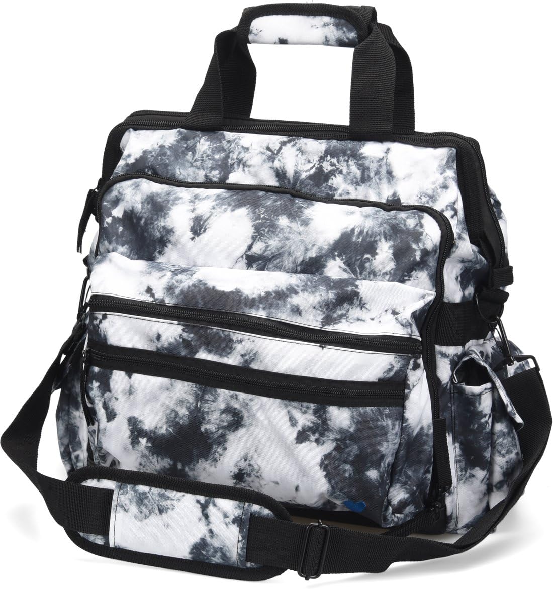 Nurse Mates Ultimate Nursing Bag | Multiple Compartments | Interior Laptop Compartment | Durable Zippers | Black & White Tie Dye