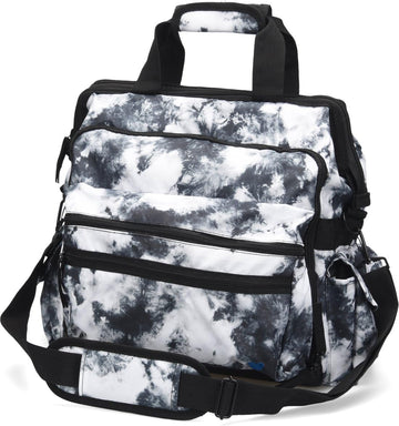 Nurse Mates Ultimate Nursing Bag | Multiple Compartments | Interior Laptop Compartment | Durable Zippers | Black & White Tie Dye