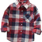 Kids Little Boys Girls Baby Red Plaid Flannel Long Sleeve Button Down Flannel Shirt Plaid Tops Girl Boy Clothes (12-18 Months, R