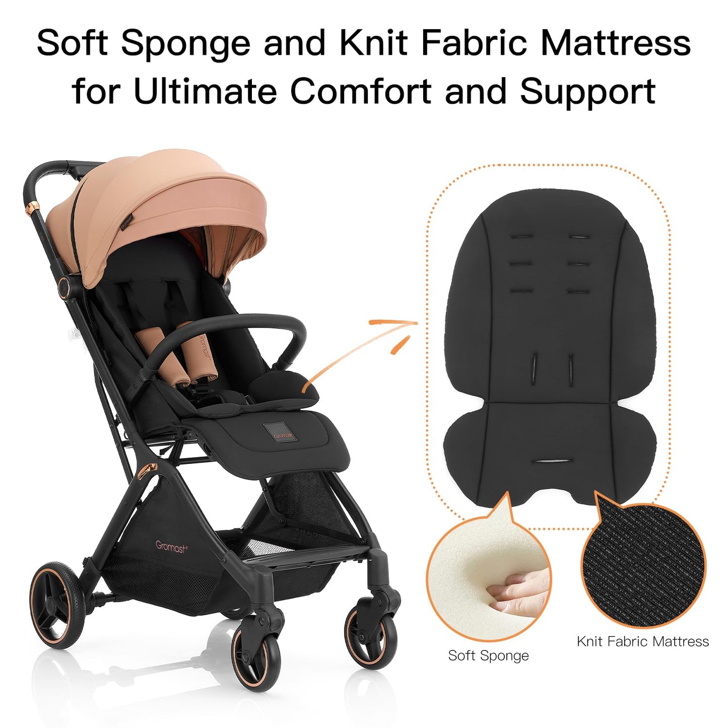 Gravity Folding Baby Stroller - Portable Toddler Stroller W/Adjustable Backrest & Canopy, Lightweight And Uv Protected Travel St