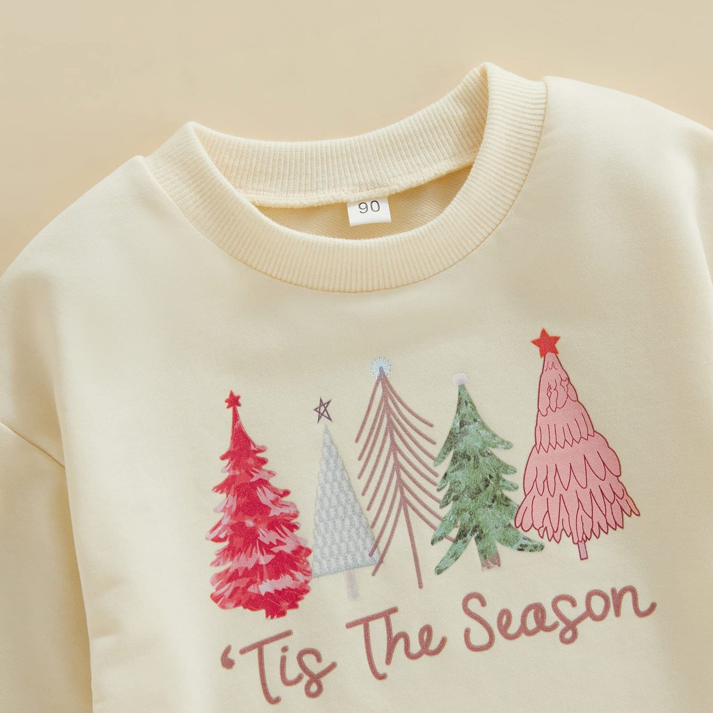 Toddler Baby Christmas Outfit Girl Boy Crewneck Sweatshirt Letter Print Long Sleeve Sweater Shirt Fall Clothes (Christmas Tree-C