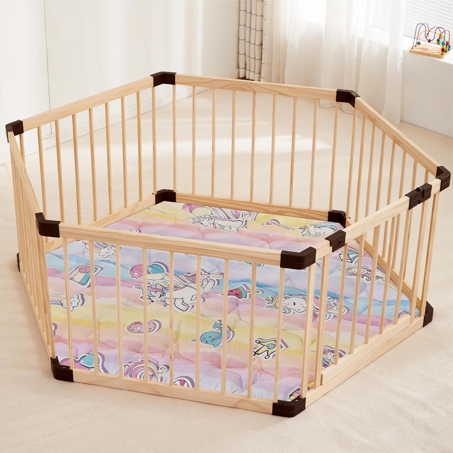 Hexagon Baby Play Mat For Floor,51'  59' Thicken Ultra Soft Playmat, Washable 6 Panel Playpen Mat Non-Slip Crawling Mat For Ba