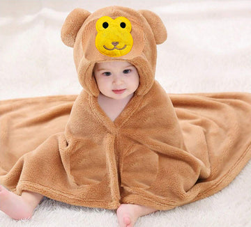 First Kick Baby Hooded Blanket for Newborn (012 Months)  Ultra Soft 240 GSM Wrap, Hood Baby Bath Towel & Swaddle, Lightweight 