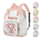 M Yescustom Custom Girls Diaper Backpack For Baby - Large Capacity With Pockets - Animal Personalized Baby Diaper Bag - Waterpro