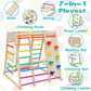 Edostory 7 In 1 Pikler Indoor Playground Jungle Gym Playset, Wooden Montessori Climber With Slide, Rock Climb Wall, Monkey Bars,