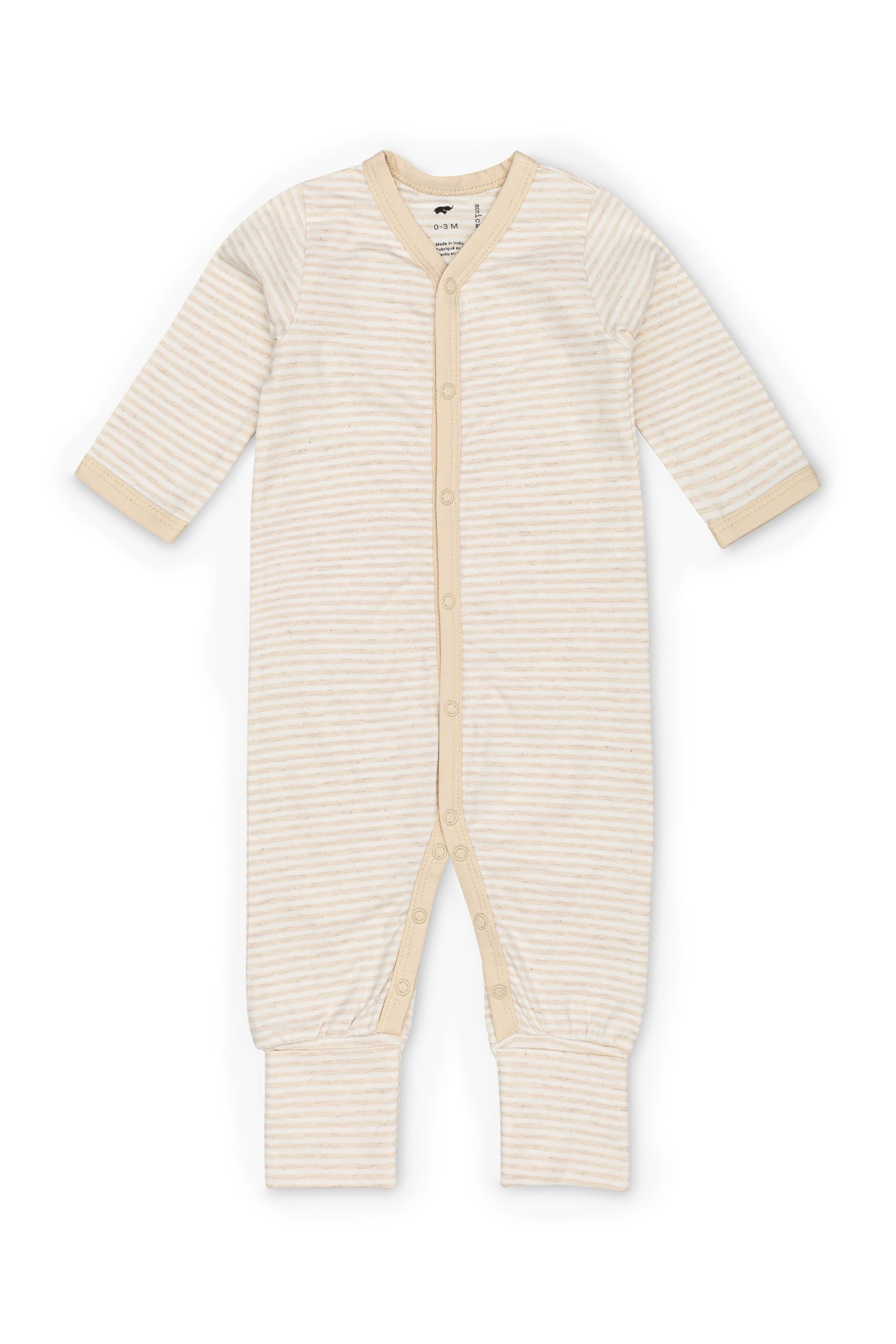 MONICA + ANDY On The Go Baby One Piece, Size 6-9 Months, Cream French Stripe, 100% Organic Baby Clothes for Girls and Boys, Unis
