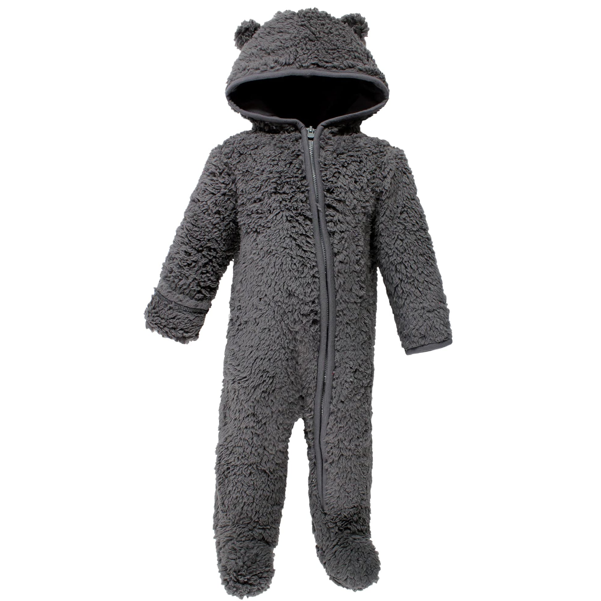 Hudson Baby Unisex Baby Fleece Sleep And Play, Charcoal, 12-18 Months