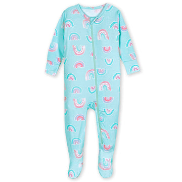 Gerber Unisex Baby Toddler Buttery Soft Snug Fit Footed Pajamas With Viscose Made From Eucalyptus, Rainbow, 4T
