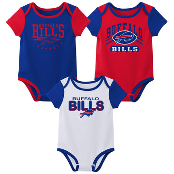 Outerstuff Nfl Newborn Baby And Infant Short Sleeve Bodysuit Variety 3-Pack - Buffalo Bills, 3-6M