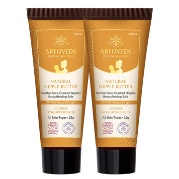 Areoveda Natural Nipple Cream For New Mom (25 Gm  2)  Soothes Cracked, Sore & Dry Nipples | Breastfeeding & Baby Safe | NonGre