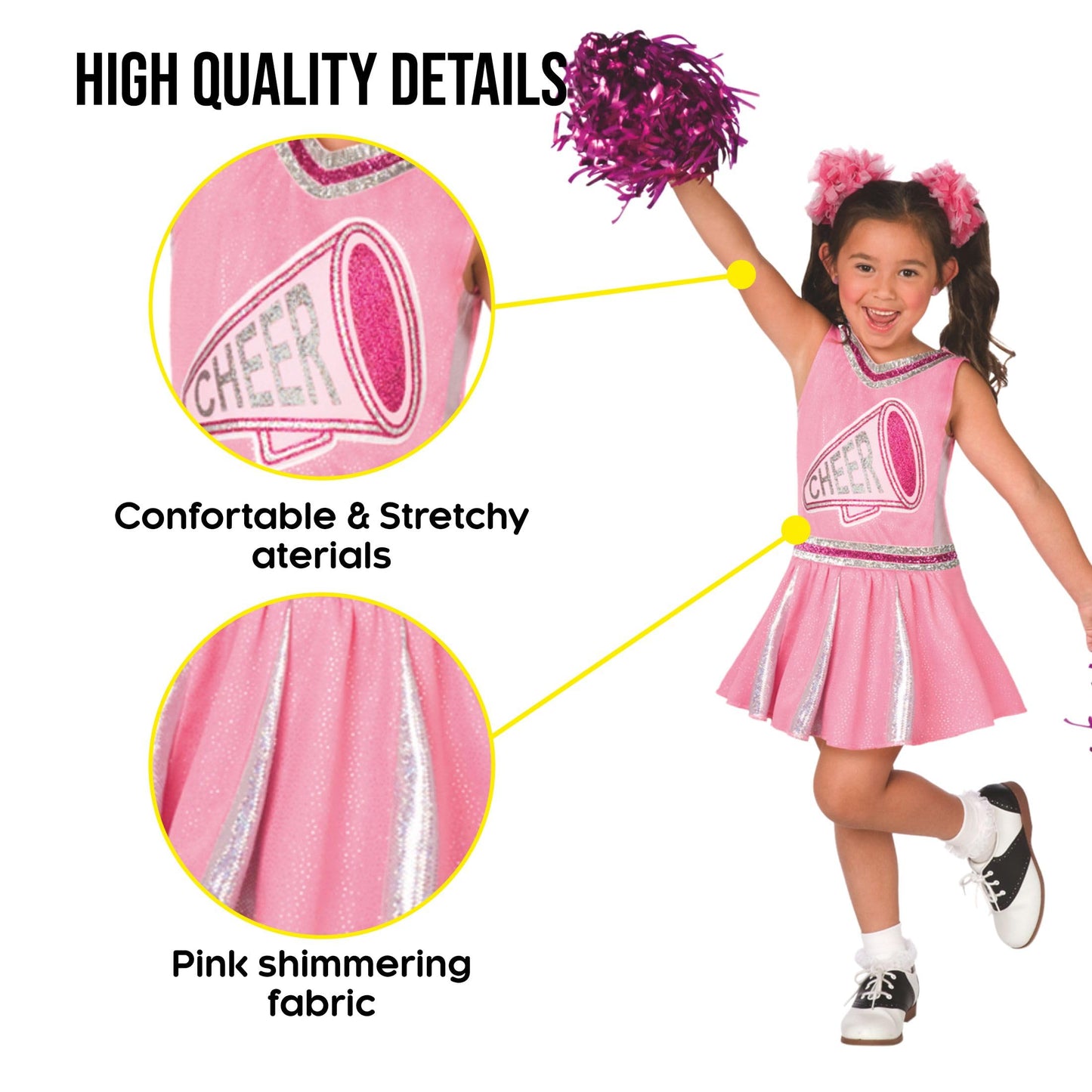 Morph Cheerleader Costume For Girls, Cheerleader Costume Kids, Cheerleader Outfit Kids, Girls Cheerleader Halloween Costume L