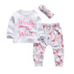 Kukitty 3Pcs Baby Girl Outfits Set Worth The Wait Long Sleeve T-Shirt Tops Flowers Pants With Headband (9-12 Months)