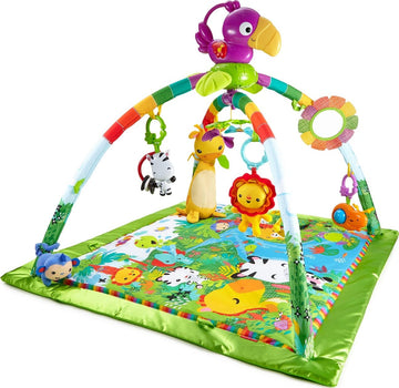 Fisher-Price Baby Playmat Rainforest Music & Lights Deluxe Gym with 10+ Activities & Toys for Developmental Play Newborns Ages 0