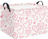 HIYAGON Rectangular Pink Basket Kids Baby Storage Bin Toy Basket Organizer Box for Girls Love Room Decor(Pink Striped Heart)
