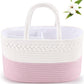 kamuavni Cotton Rope Diaper Caddy Organizer, Nursery Storage Bin and Car Organizer for Diapers and Baby Wipes,Changing Table Bab