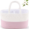 kamuavni Cotton Rope Diaper Caddy Organizer, Nursery Storage Bin and Car Organizer for Diapers and Baby Wipes,Changing Table Bab