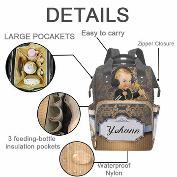 M Yescustom Personalized Name Diaper Bag Backpack, Crown Diaper Baby Bags For Mom & Dad Portable Travel Back Pack Baby Shower Gi