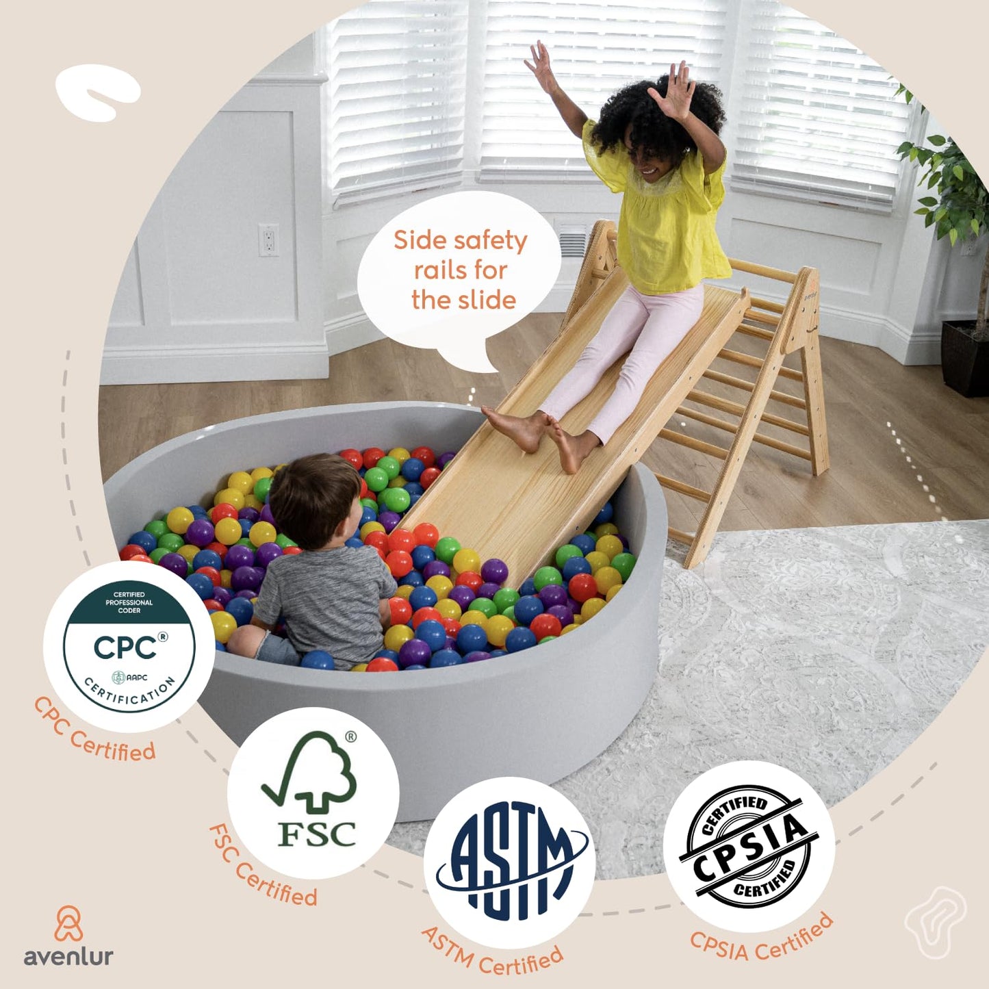 Avenlur Hazel 5-In-1 Indoor Climbing Gym - Waldorf And Montessori Climbing Set With Triangle Ladder, Climbing Ramp, Arch Climber