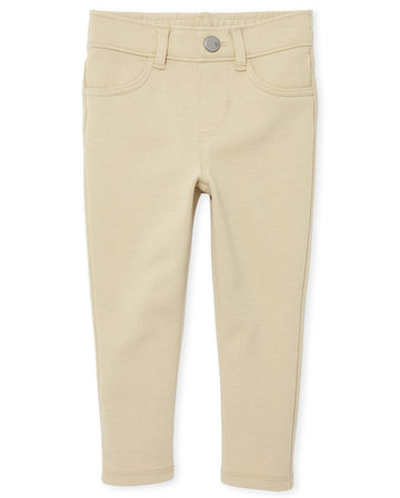 The Children'S Place Baby Girls And Toddler Ponte Knit Pull On Jeggings Jeans, Sandy Single, 5T Us
