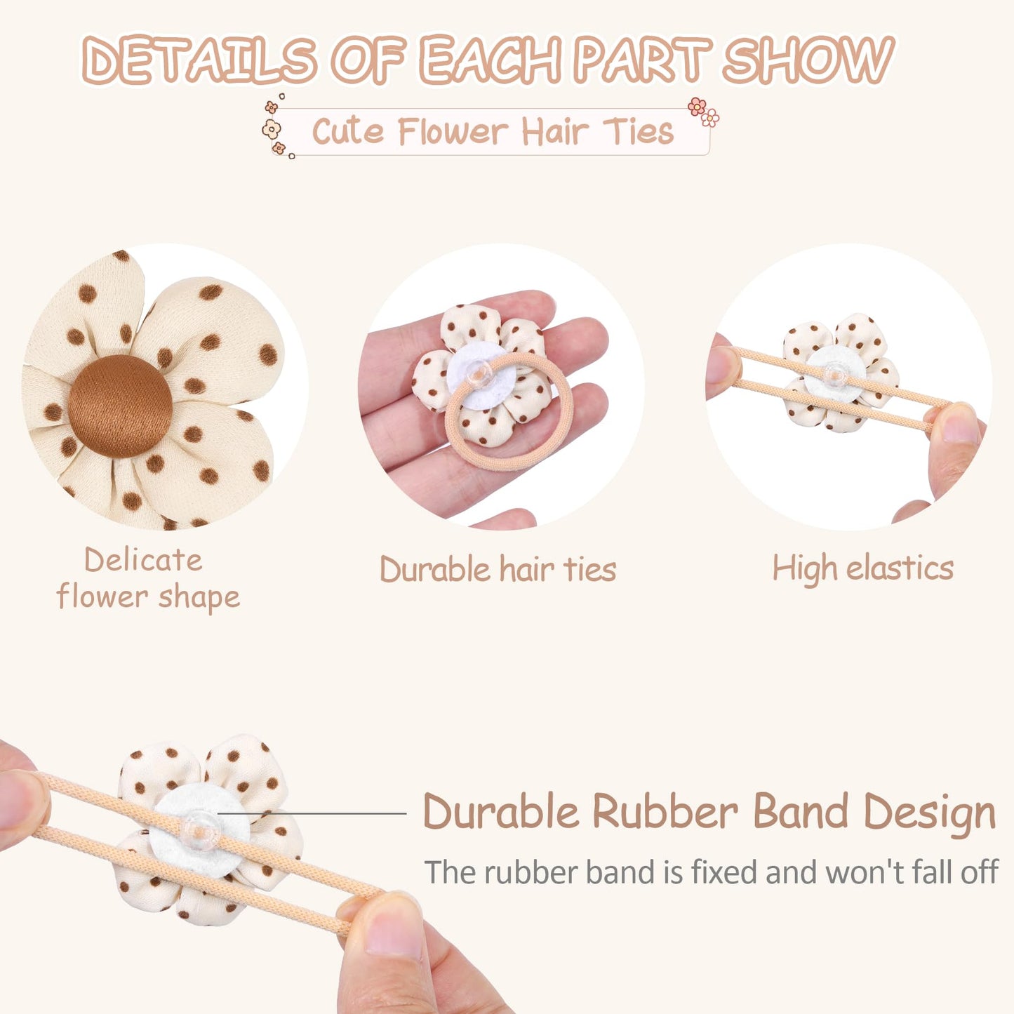 Bbgifts Boutique Baby Girl Hair Ties With Flowers, 16 Pcs Hair Bow Ties For Toddler Girls, Elastics Ponytail Holders Pigtails Ru