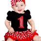 Petitebella Red Sequins 1St Baby Dress Nb-18M (Black/Red Dots, 12-18 Months)