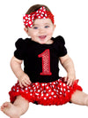 Petitebella Red Sequins 1st Baby Dress Nb-18m (Black/Red Dots, 12-18 Months)