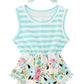 Ahegao Newborn Girls Flower Jumpsuits 3D Printed Blue And White Stripe Onesie For Babys 0-3 Months Summer Sleeveless Pom Pom Lac