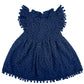 Bgfks Baby Girl Tutu Dress Elegant Lace Pom Pom Flutter Sleeve With Flower Headband Set(Navy,2T)