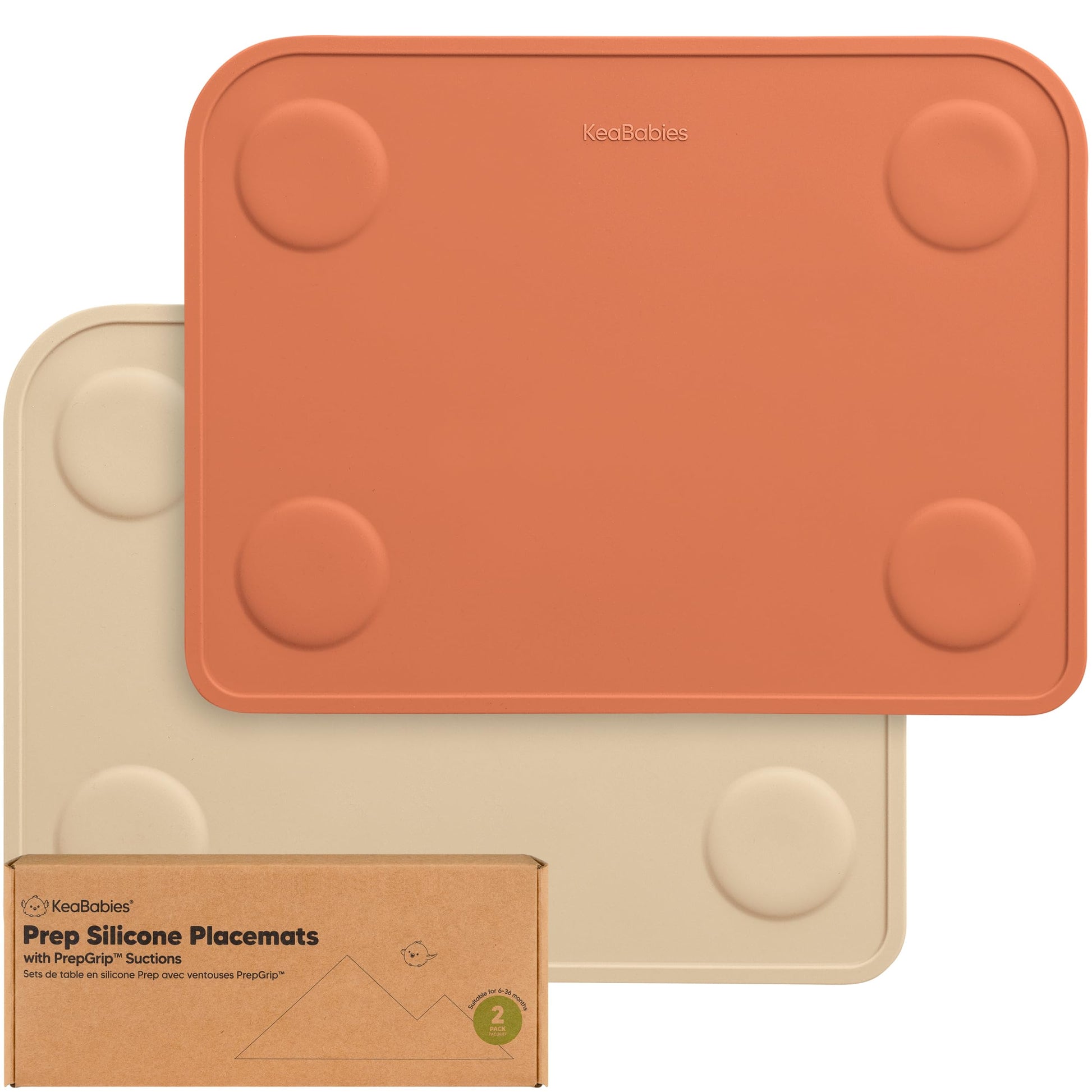 Keababies 2-Pack Silicone Placemats For Toddlers - Non Slip Suction Baby Silicone Placemat For Kids, Eating/Feeding,Easy To Clea