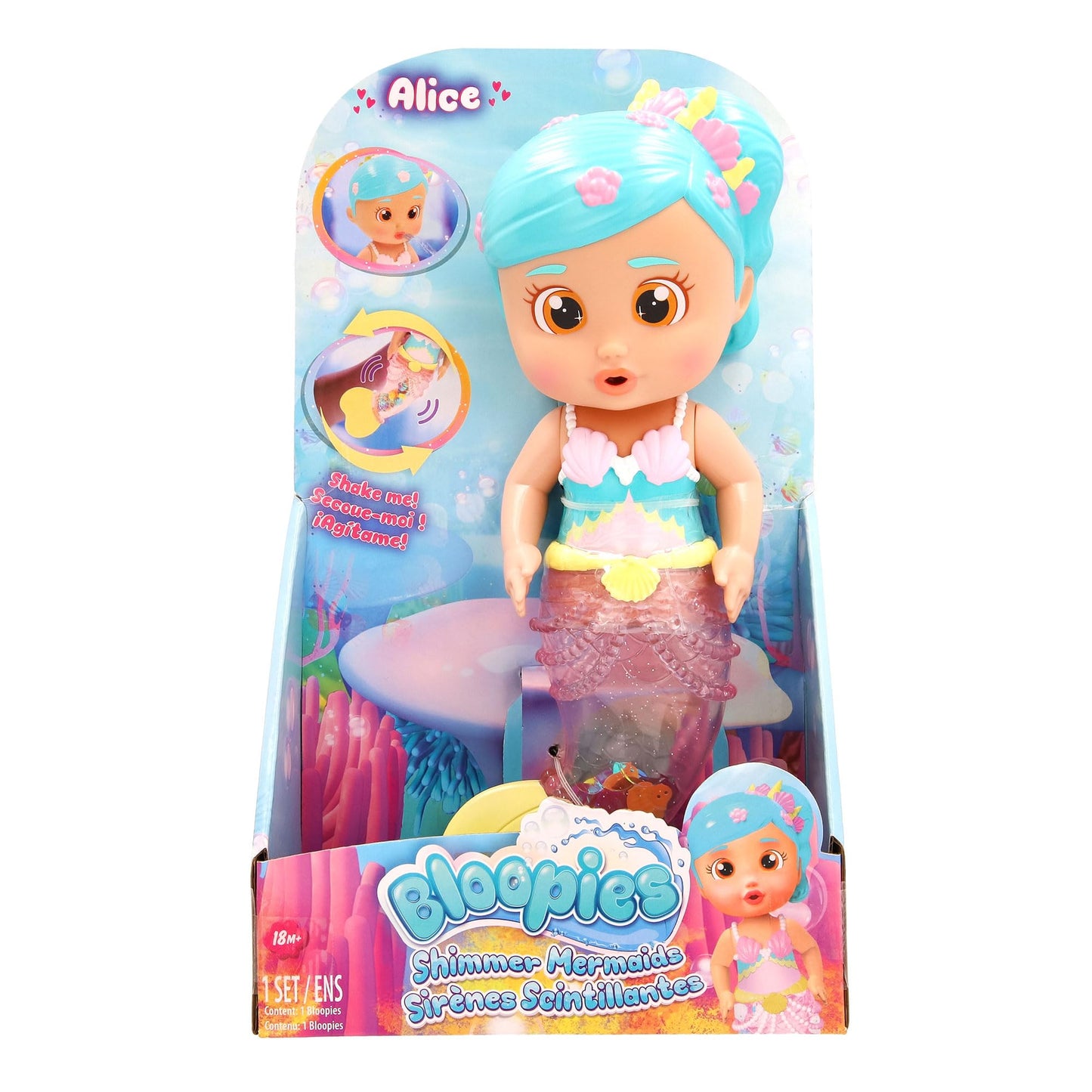 Bloopies Mermaids Shimmer Tail Alice - Water Toy with Shimmer Mermaid Tail, for Girls and Kids 18M and up