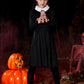 Girls Halloween Swing Black Peter Pan Collar Dress Aline Wednes Skater Party Outfit 4 Years